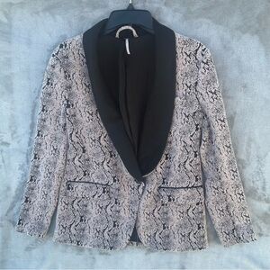 Elegant Black and Cream Snake Print Blazer Free People M